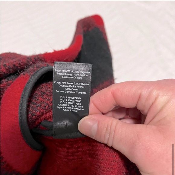 Aritzia Wilfred Free Off-Duty Buffalo Plaid Wool Jacket in Red / Black sz XSmall - Picture 13 of 16